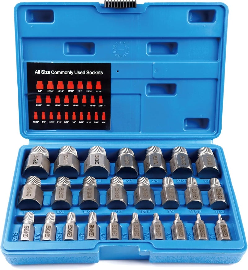 CENFORGE Store 25-Piece Screw Extractor Set, Hex Head Multi-Spline, Easy Out Bolt Extractor Tool, Chrome Molybdenum Alloy Steel Heavy Duty EZ Out Rounded Screw Remover, 1/8" to 1" diameter - Image 1